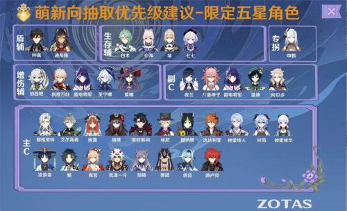 原神五星自选角色要如何选择