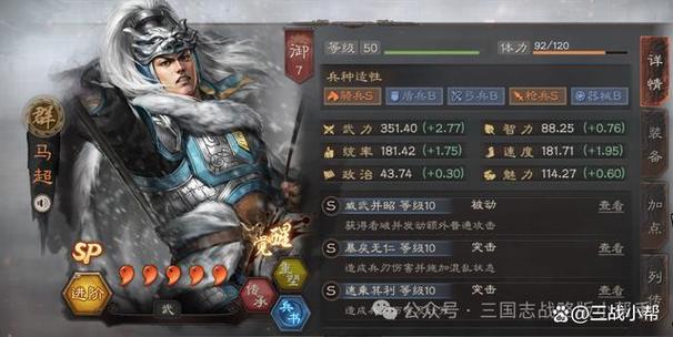 三国志战略版sp马超需要加武力吗